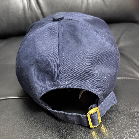 Celine Paris Navy Baseball Cap with Beige Embroidered Logo - Picture 3 of 11